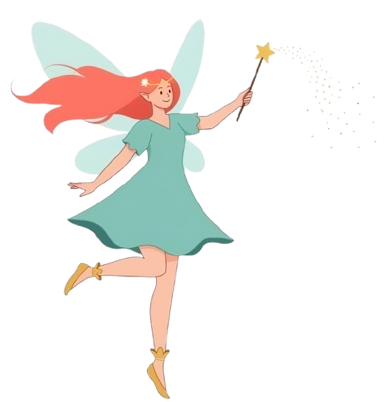 Friendly fairy reading a book